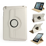 360° Rotating Stand, White PU Leather Case for iPad Mini