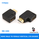 HDMI Male to Female, flat, left angle, 270 degree