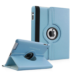 360 Rotating Stand, Blue PU Leather Case for iPad2,ipad3,ipad