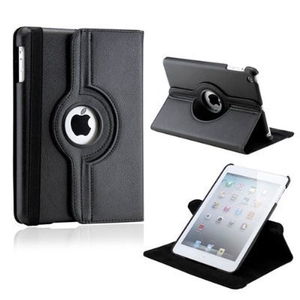 360 Rotating Stand, Black PU Leather Case for iPad Mini