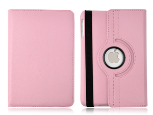 360 Rotating Stand, Pink PU Leather Case for iPad Mini