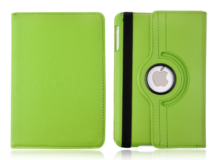 360 Rotating Stand, Green PU Leather Case for iPad Mini