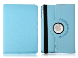 360 Rotating Stand, Blue PU Leather Case for iPad Mini