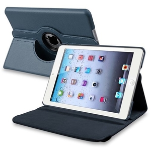360 Rotating Stand, Navy Blue PU Leather Case for iPad Mini