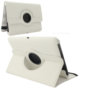 360 Rotating Stand, White PU Leather Case for Kindle Fire HD 7\"
