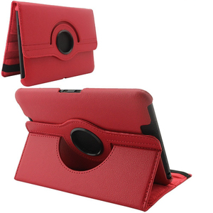 360 Rotating Stand, Red PU Leather Case for Kindle Fire HD 7\"