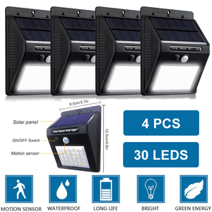 Kunova 30 LEDs Waterproof Security Motion Sensor Solar Light for