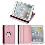 360 Rotating Stand, Pink PU Leather Case for iPad Mini